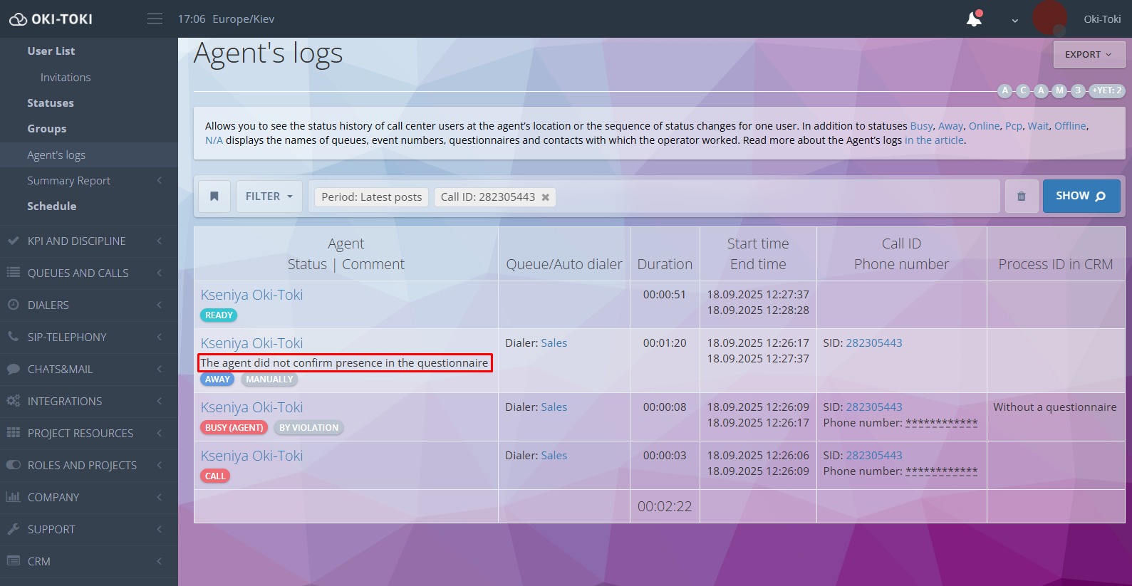 Nie potwierdził obecności w ankiecie
