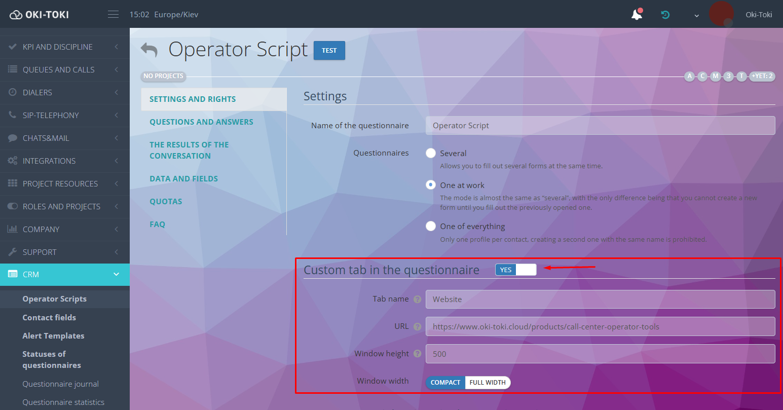 Zakładka użytkownika