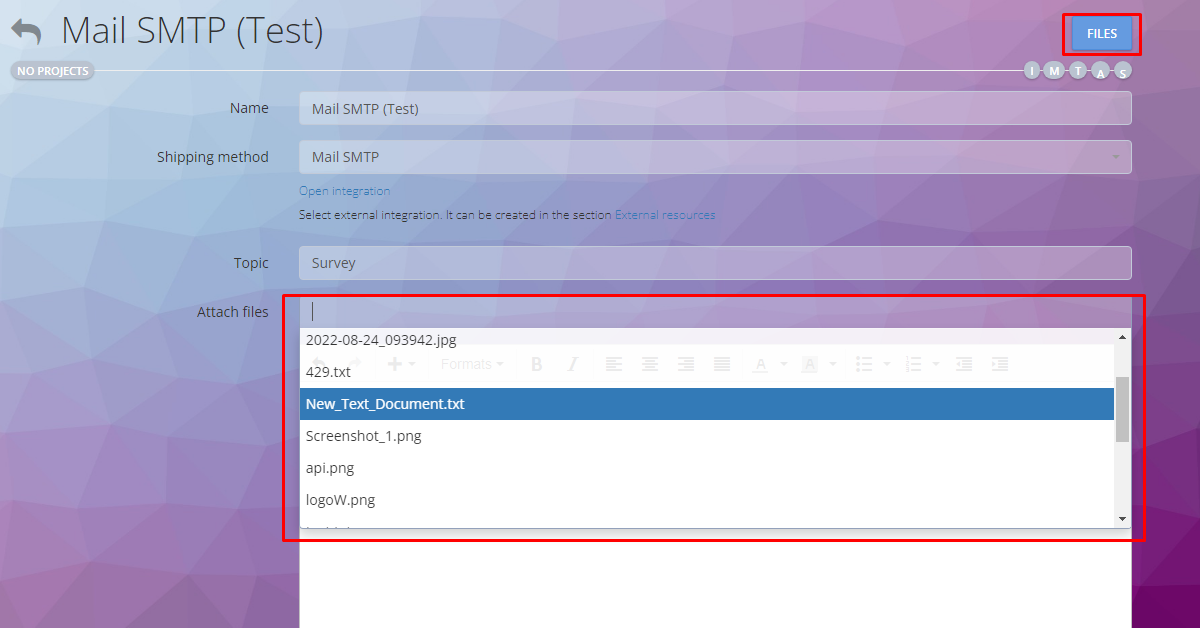 Wybór pliku w szablonie powiadomień Oki-toki