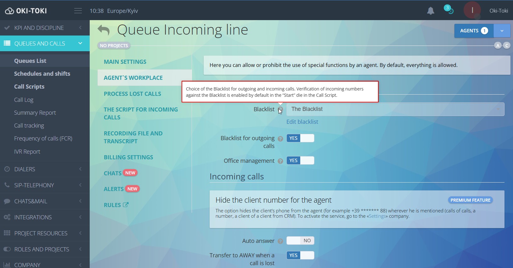 Czarna lista dla połączeń przychodzących i wychodzących