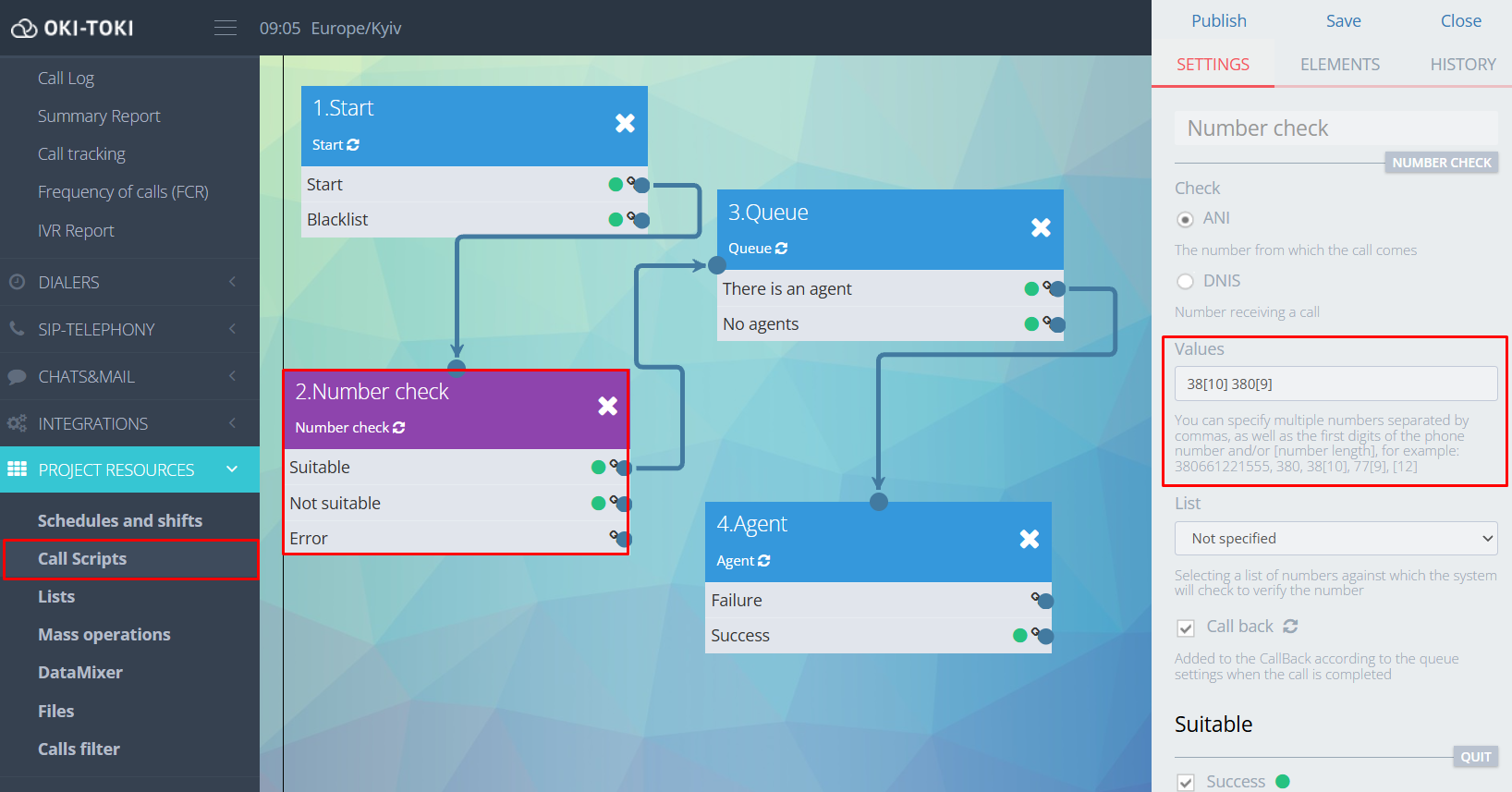 Klocek „Sprawdzanie numeru”