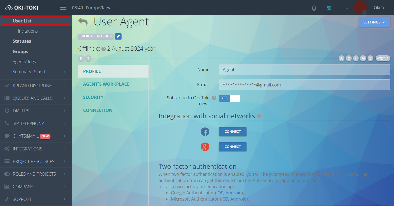 Tworzenie użytkownika w Oki-Toki