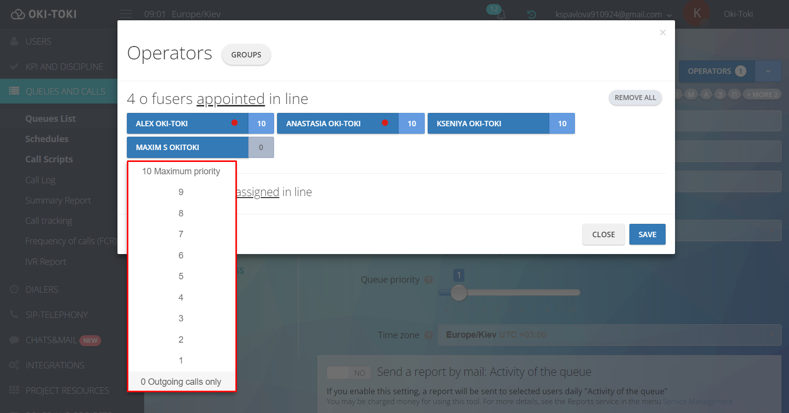 Wybór kolejności połączeń agenta