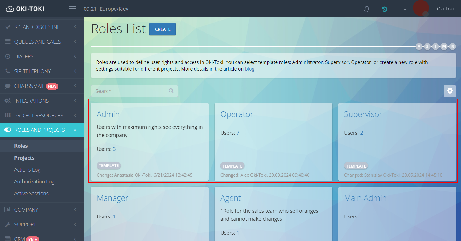 Role użytkowników w Oki-Toki