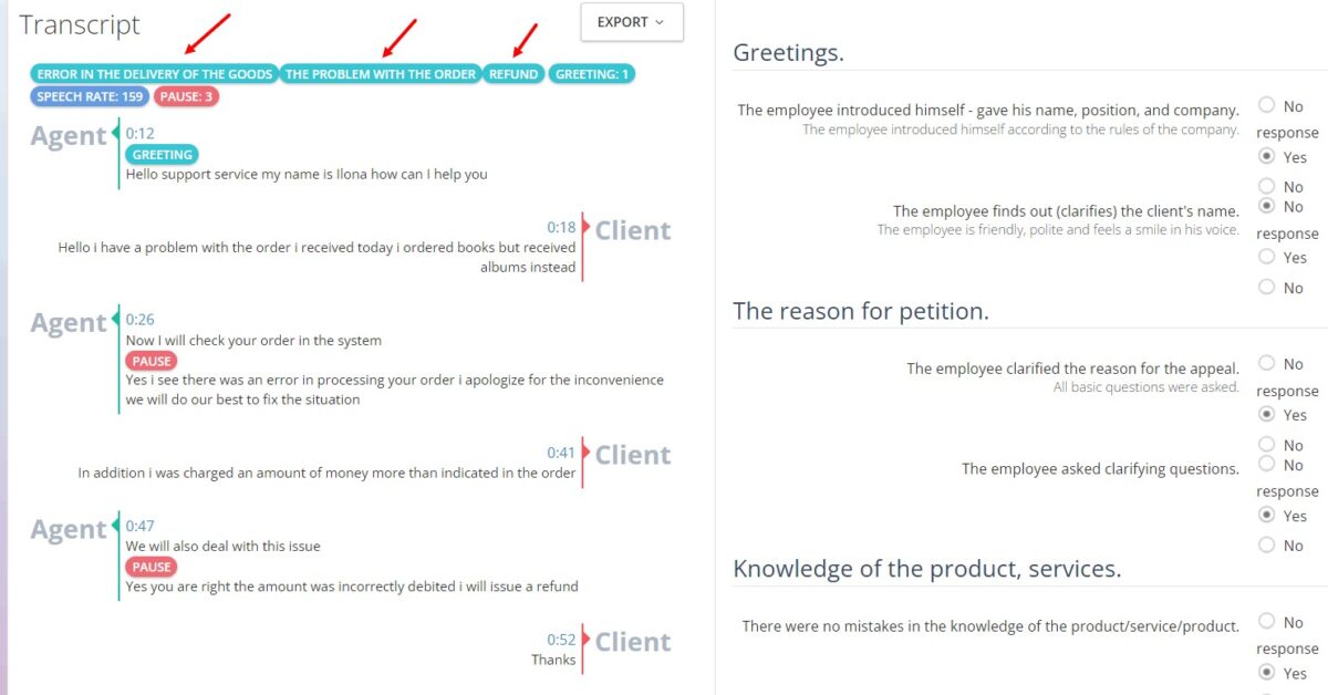 Hashtagi rozmów i analityka mowy