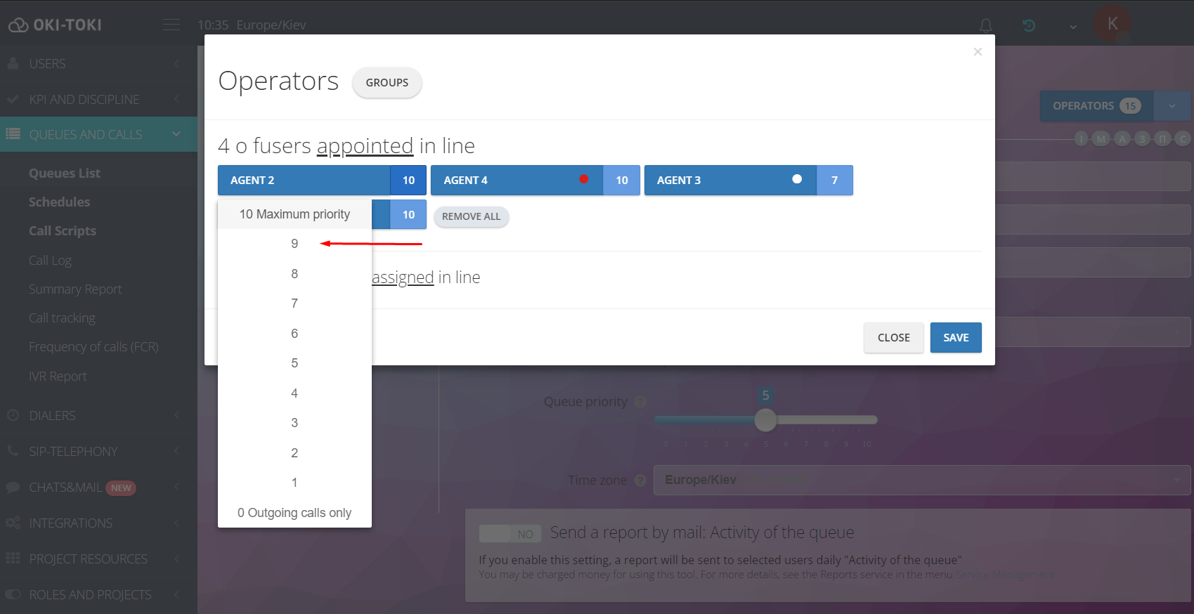 Ustawianie priorytetu agenta