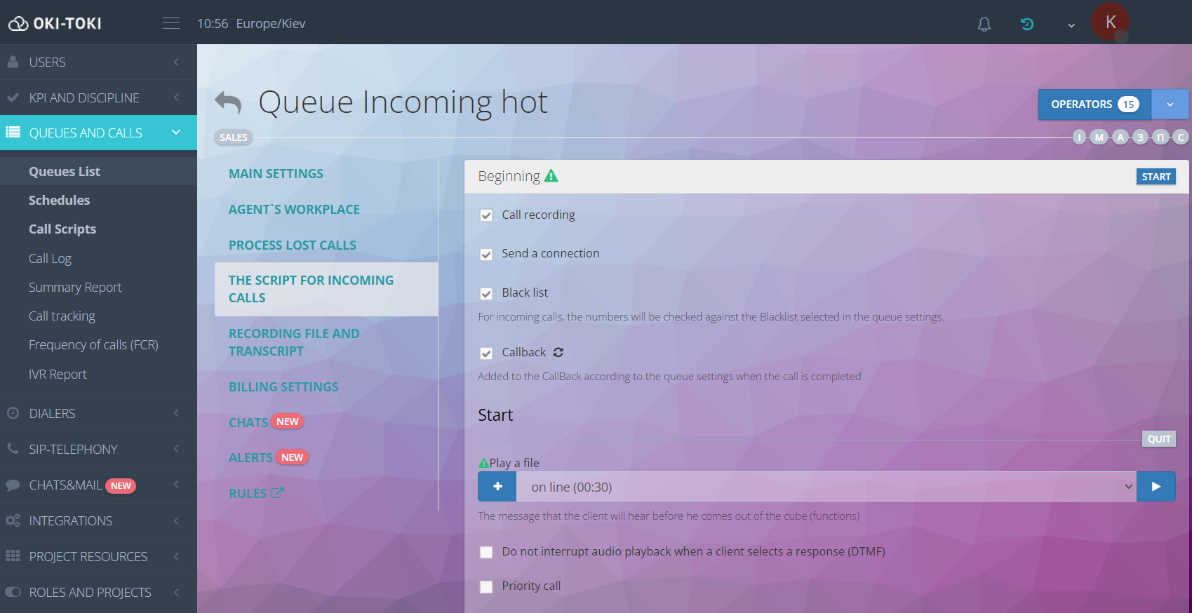 Ustawianie czasu oczekiwania w kolejce