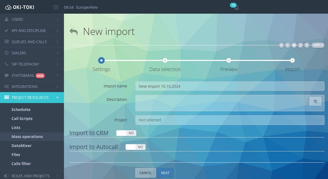 Nowy import numerów