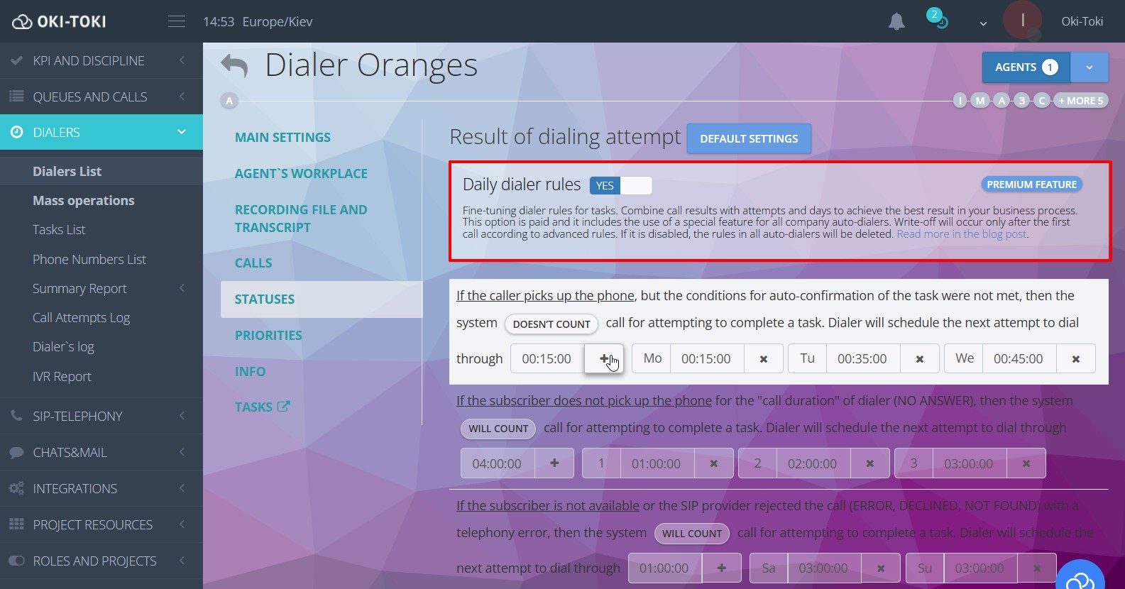 Ustawienie zasad dzienne