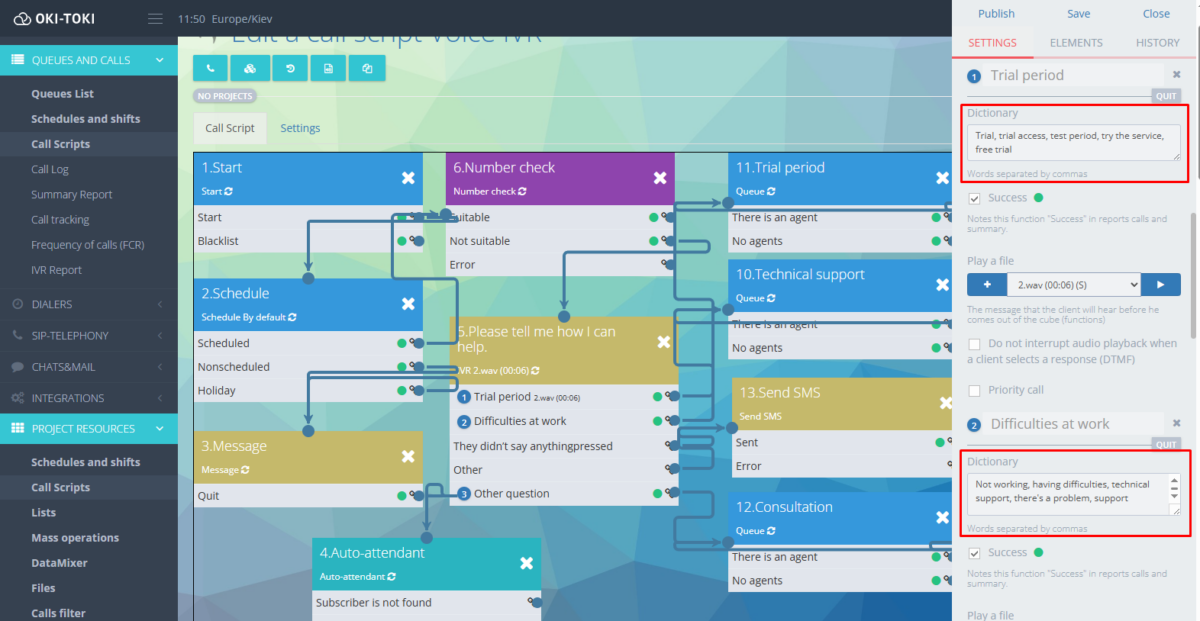 Scenariusz rozmowy z rozpoznawaniem