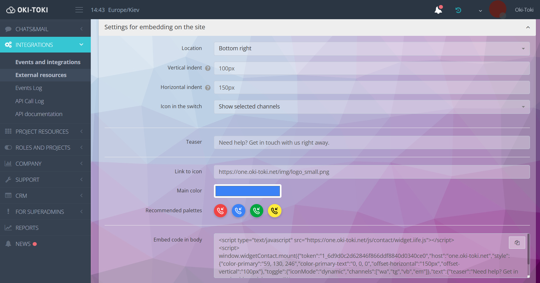 Konfiguracja designu widżetu