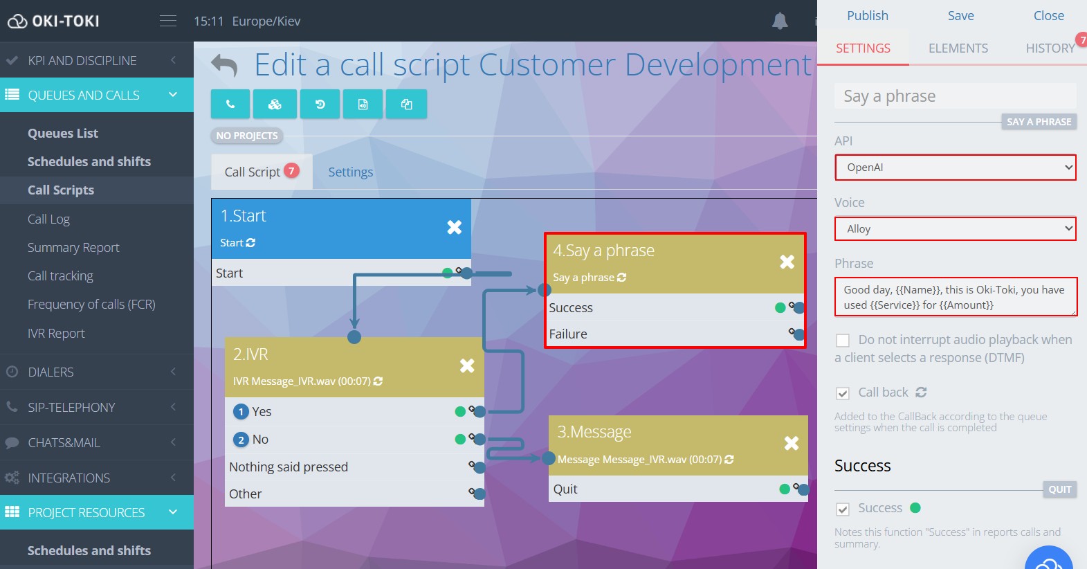 Synteza mowy w scenariuszu rozmowy