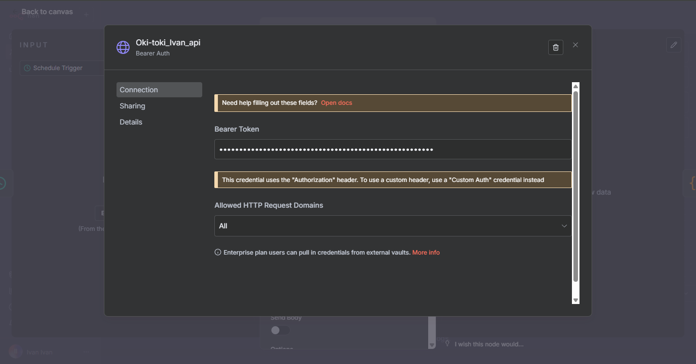 Okno tworzenia połączenia.
