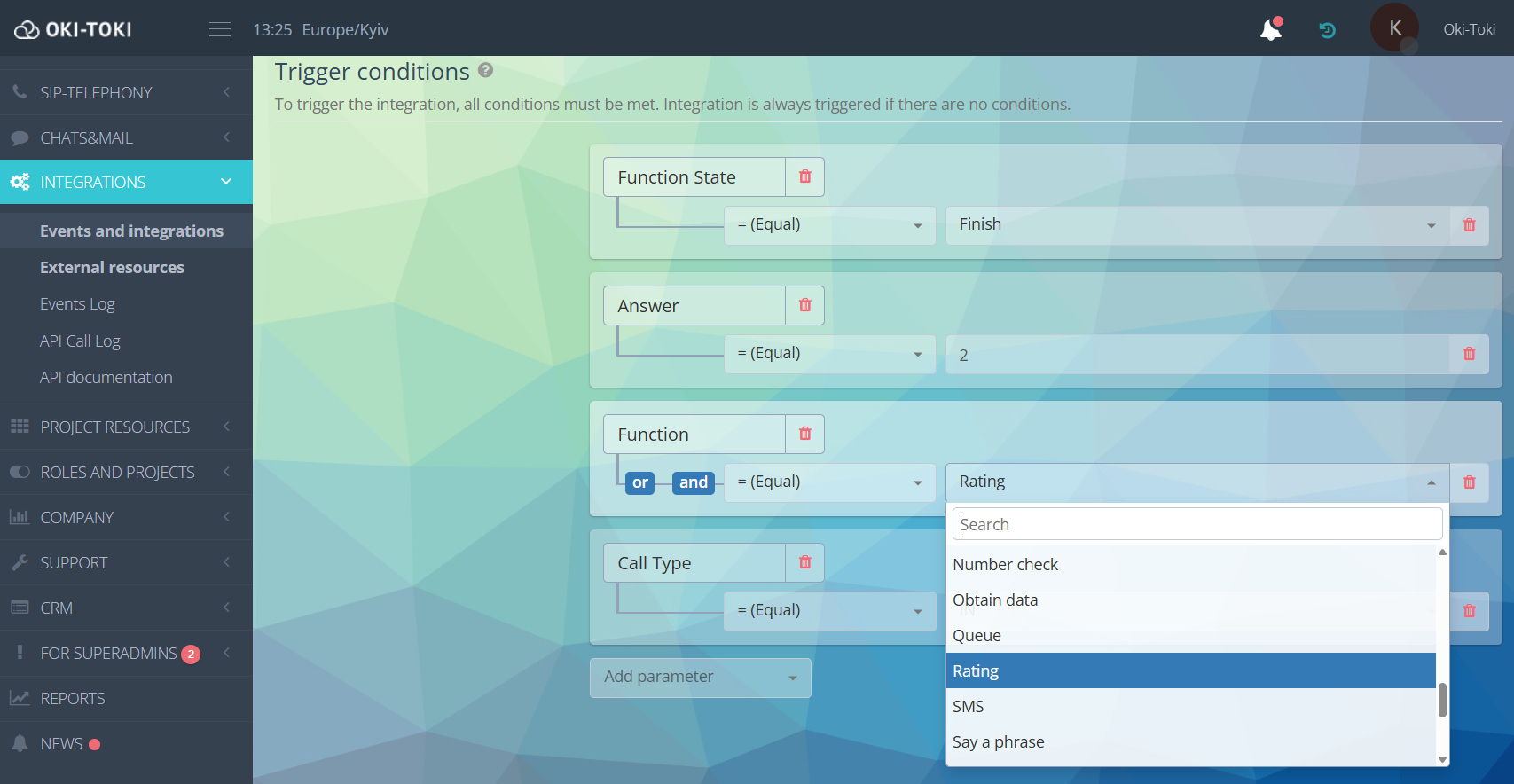 Konfiguracja warunków